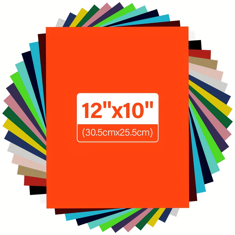 PU Heat Transfer Vinyl (HTV): 10 Pack 12 x 10 Sheets,HTV Vinyl Pack for T Shirts & Other Fabrics, Easy to Cut, Weed & Press (Orange, 10 Pack)