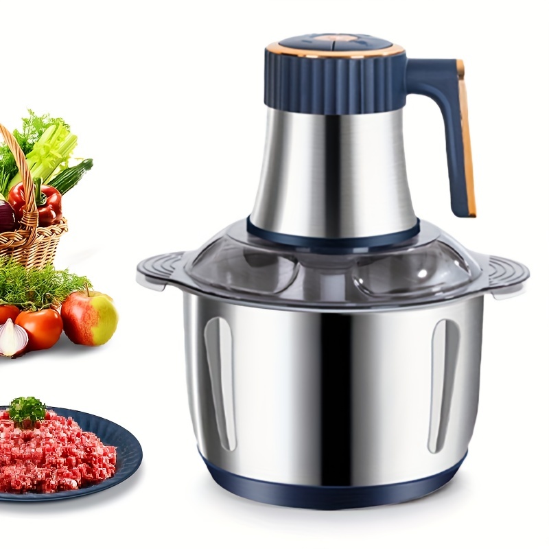 Telcuisine Electric Meat Grinder, 2L Stainless Steel Food Processors 400W Food Chopper with Egg Whisk for Meat, Onion, Vegetables & Fruits, Meat