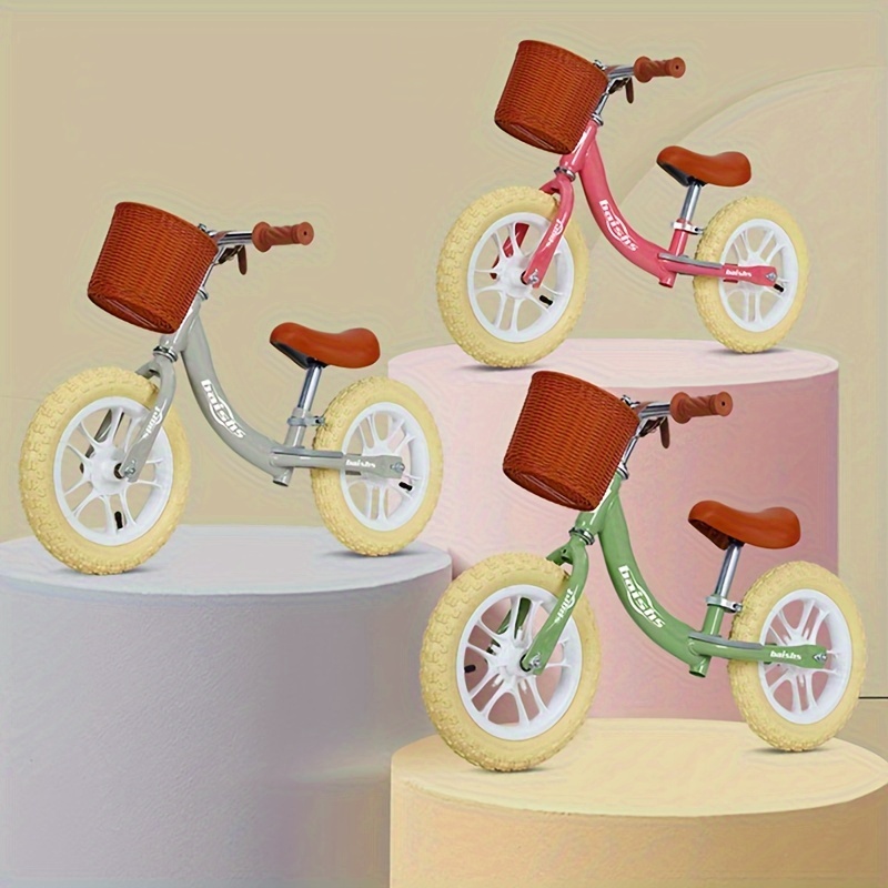  Bicicleta de equilibrio para niños pequeños, 12 pulgadas, sin  pedal de entrenamiento para 2, 3, 4 años, con altura de asiento ajustable,  neumático sin aire, color rosa : Juguetes y Juegos