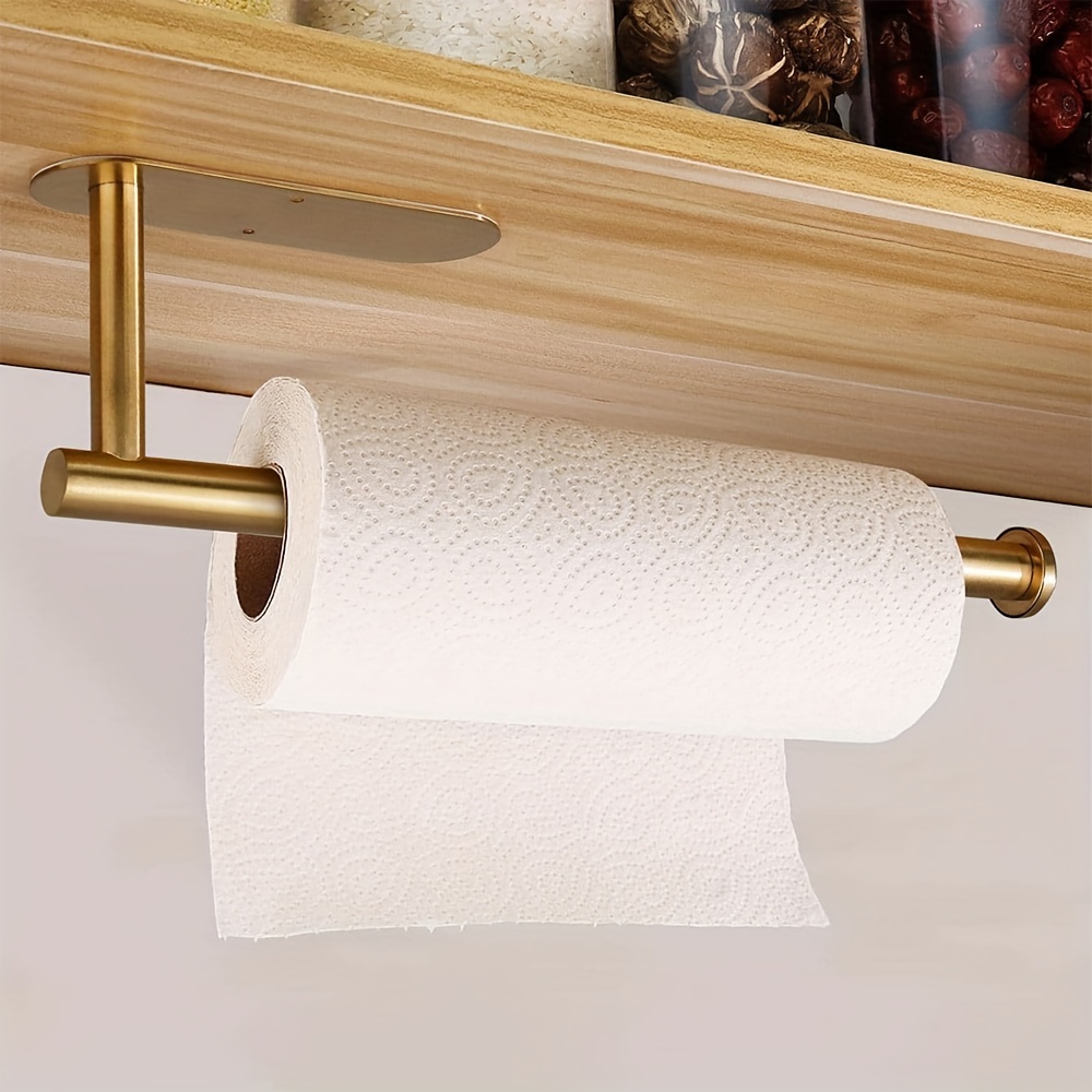 Self-adhesive Paper Towel Holder Under Cabinet For Kitchen, Bathroom Tissue  And Towel Holder, Plastic Wrap And Roll Paper Storage Storage Rack, Home Kitchen  Bathroom Supplies - Temu