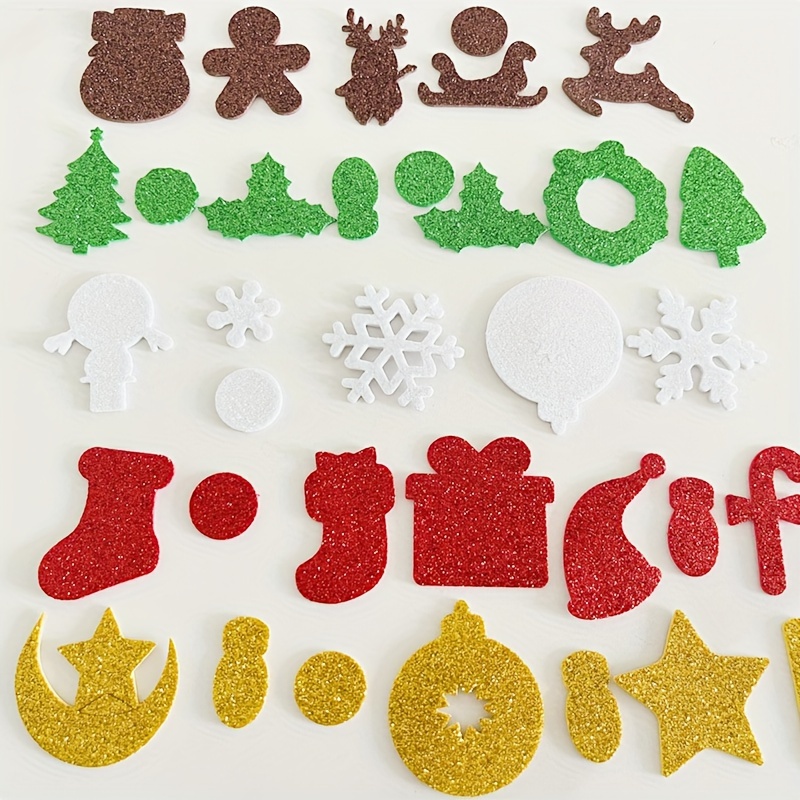 1 Pack Christmas Eva Gold Glitter Stickers For Kids Diy, Including Letters,  Stars, Numbers, And Hearts, For Creative Scrapbooking, Party Decorations