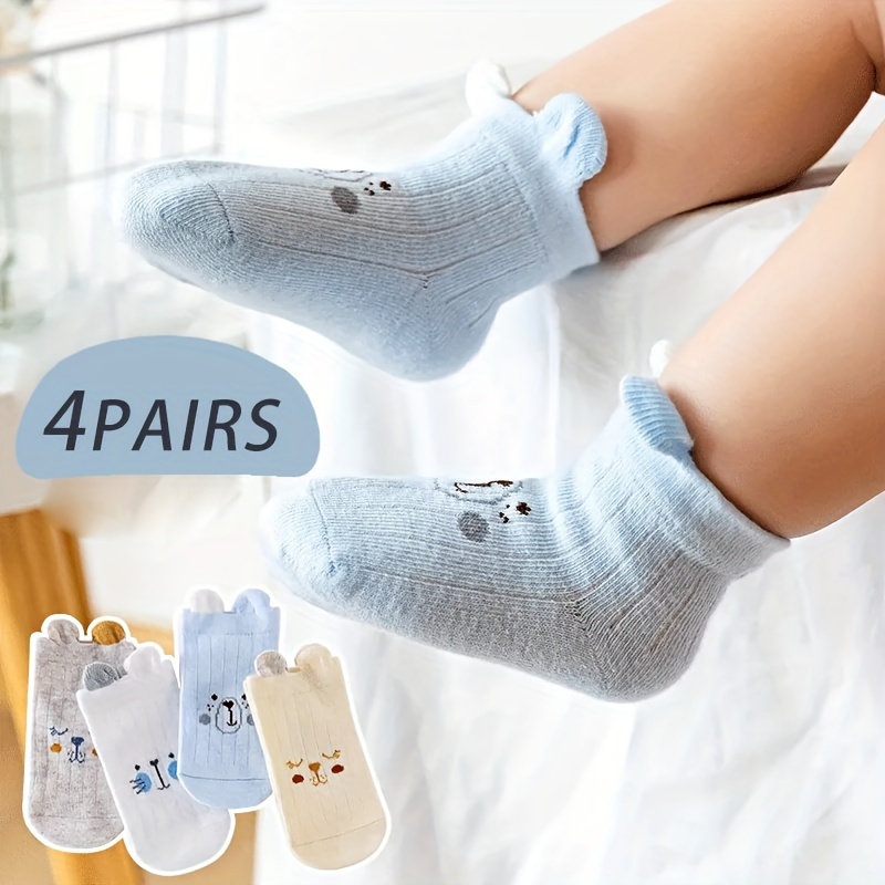 

4pairs Boys Cartoon Cute Animal Ankle Socks, Cotton Socks, Breathable Soft Comfortable Casual Socks For Kids Children Toddlers