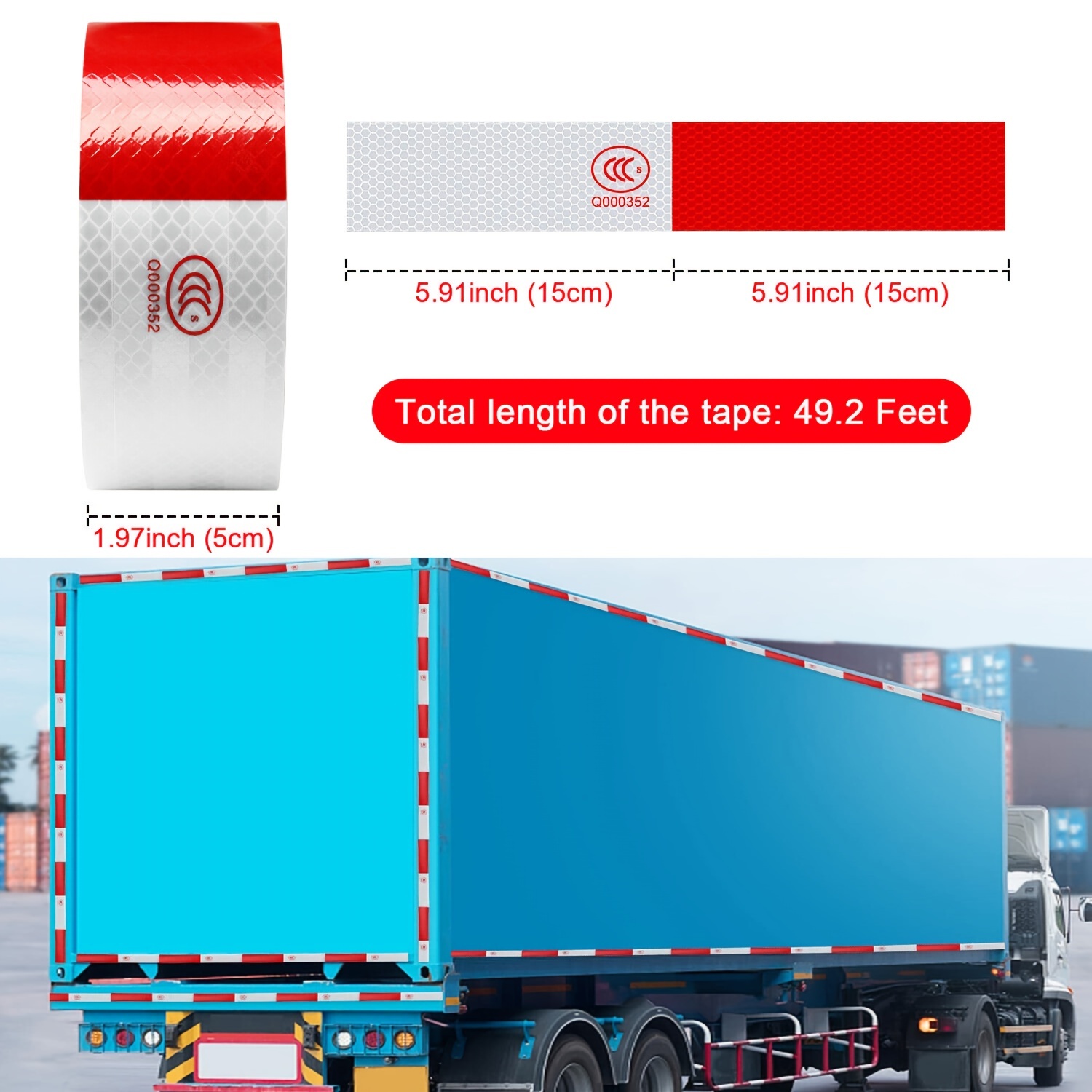 Cinta reflectante azul para camiones de 4 pulgadas x 66 pies, cinta  adhesiva de seguridad de advertencia de alta visibilidad impermeable,  calcomanías