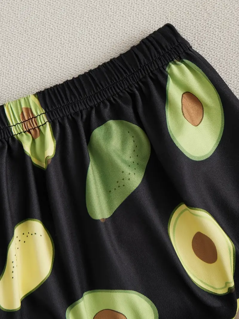 Women's Avocado Print Short Sleeve Sleepwear Tee Shorts Cute - Temu