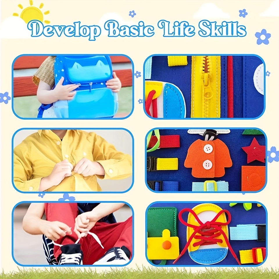 Busy Board Toys for Toddlers, Montessori Toys Gifts for 3-5 Year Old Boys &  Girls, Preschool Toddler Activities Educational Travel Toy Learning Basic  Dress Skills 