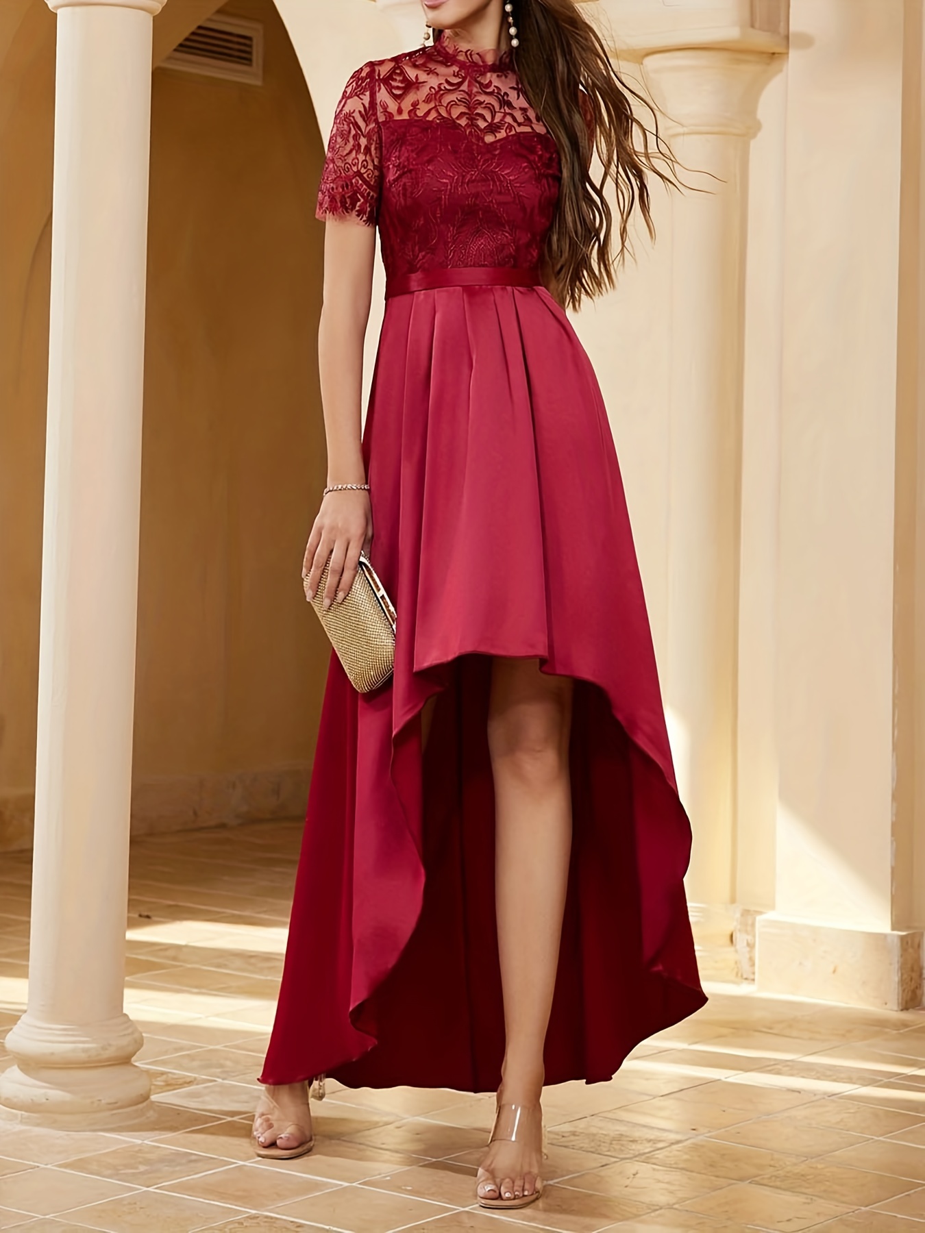 Embroidered burgundy outlet dress