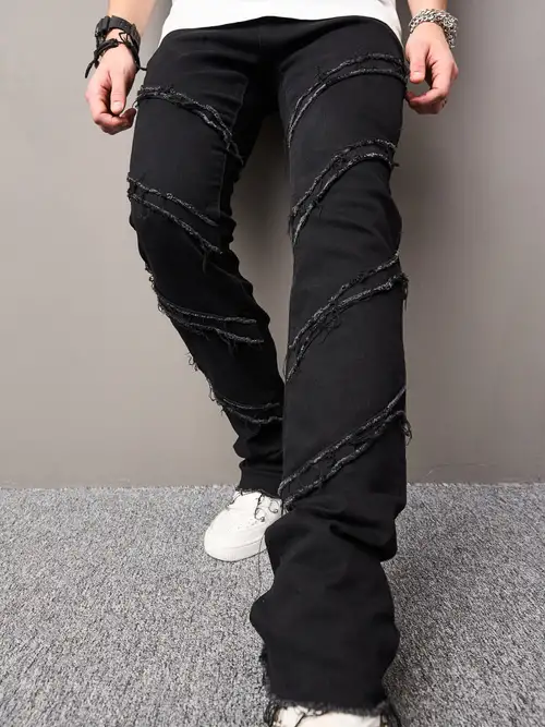 Black Jeans Chain, Men's Punk Jeans, Slim Jeans Chain, Jeans Skinny