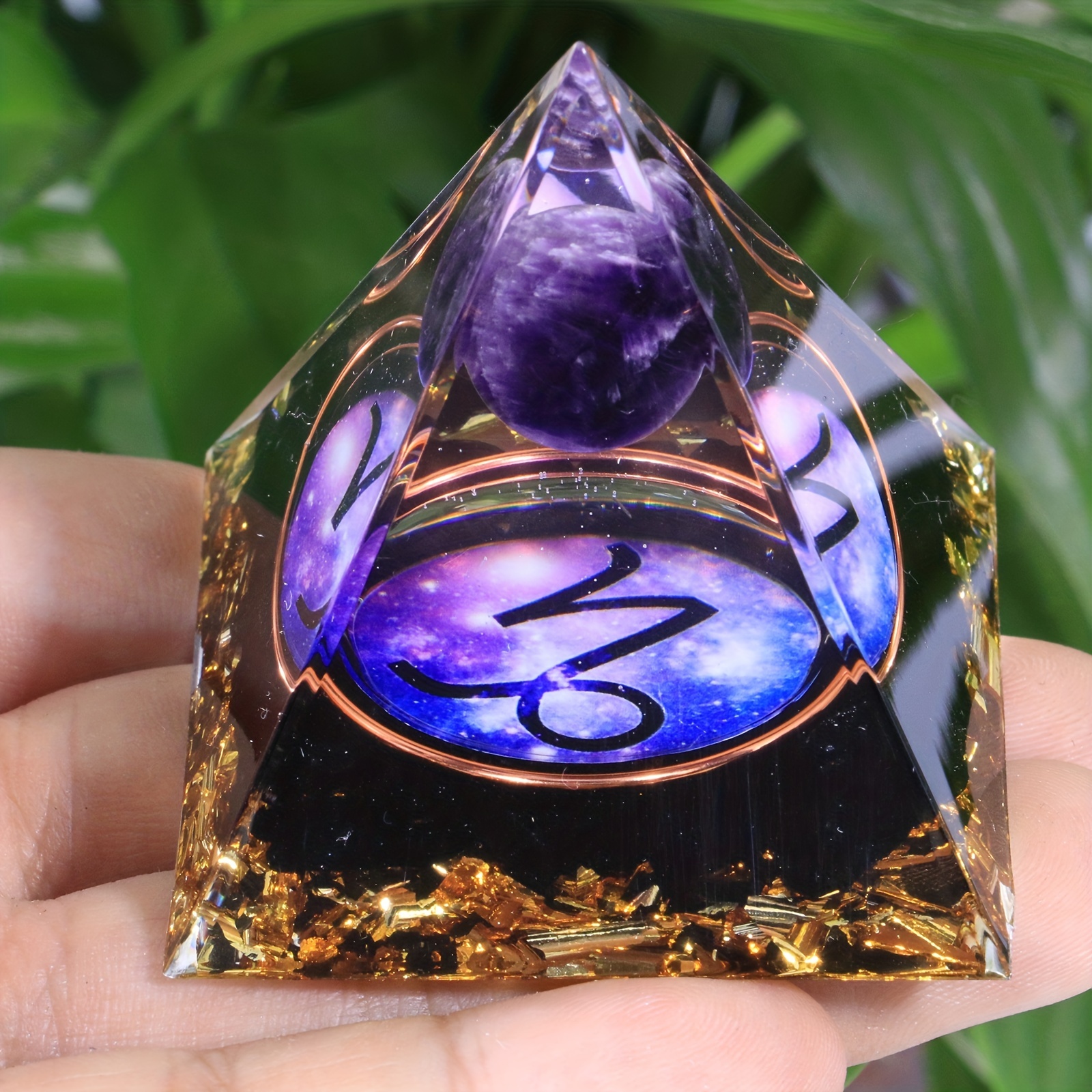 1pc Twelve Constellations Orgone Pyramid Amethyst Peridot Healing Crystal Energy