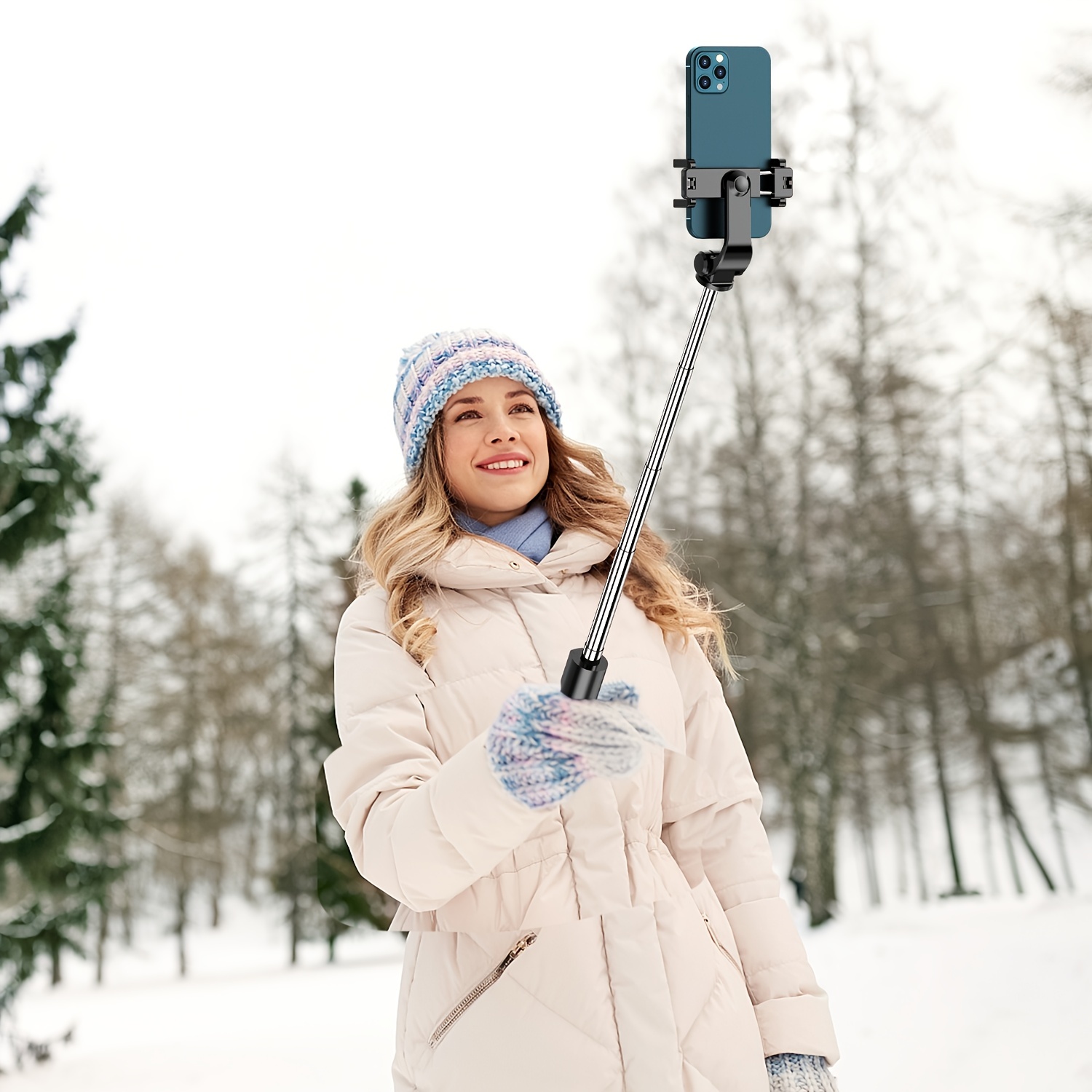 Selfie Stick, trípode extensible para selfies con control remoto  inalámbrico y soporte para teléfono, trípode de teléfono portátil para  selfies grupales, transmisión en vivo o grabación de vídeo compatible con  iPhone y