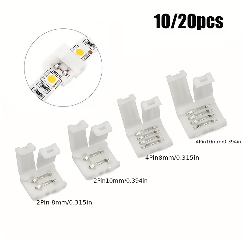 2pin 8 mm - 100 pcs - Connecteur RGBW LED 5 broches 10mm 2 broches