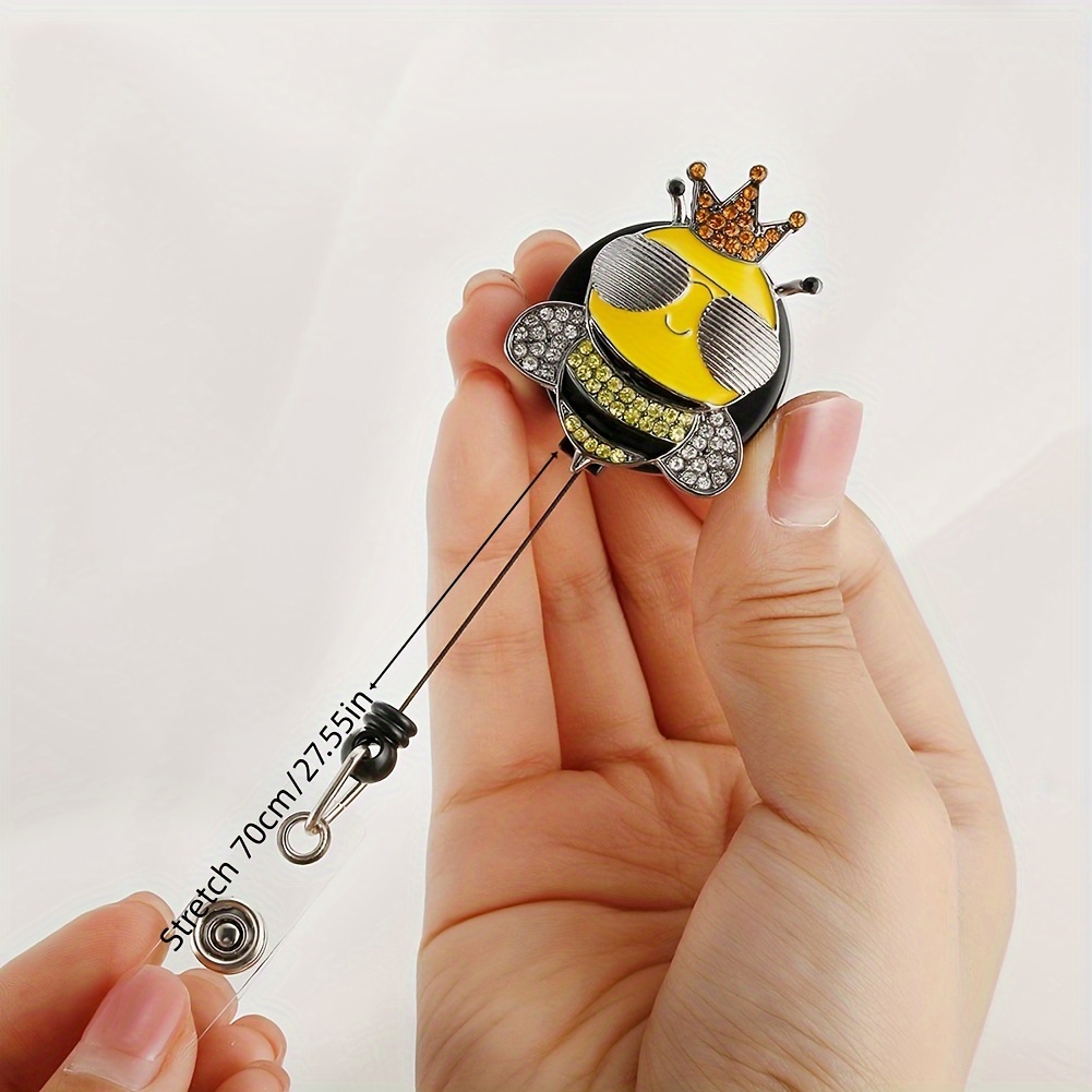 1PC Retractable Badge Reel Cute Bee * Elephant Easy Pull Buckle Rotating  Alligator Clip ID Card Hanging Buckle 360° Rotating Easy-to-Pull Clip *