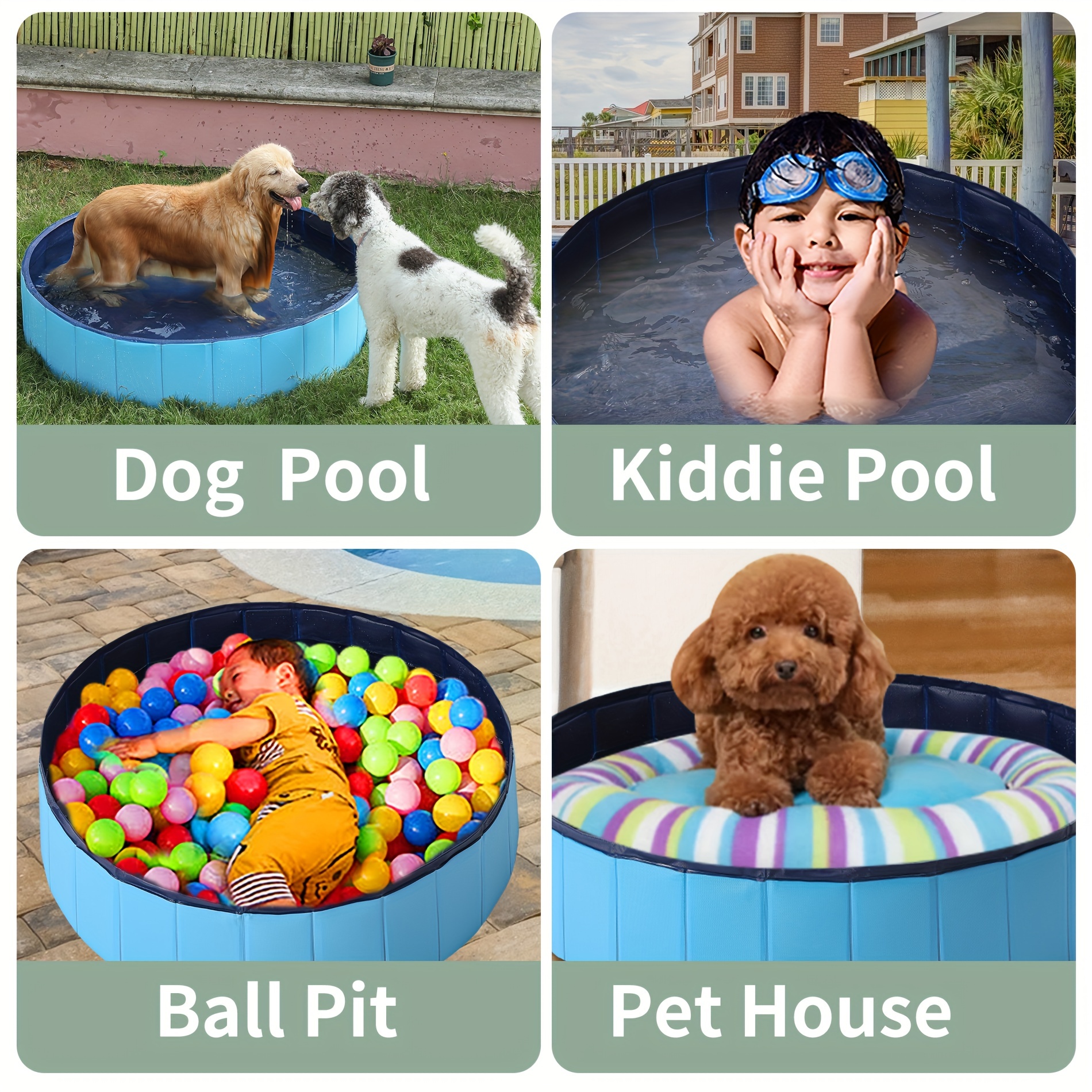 Portable Intérieur Extérieur Pvc Pet Piscine Pliable Kiddie Chien Chat  Baignoire