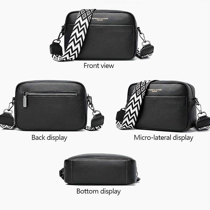 Simple Genuine Leather Crossbody Bag, Small Guitar Strap Shoulder Bag,  Fashion Square Purse For Women - Temu United Arab Emirates