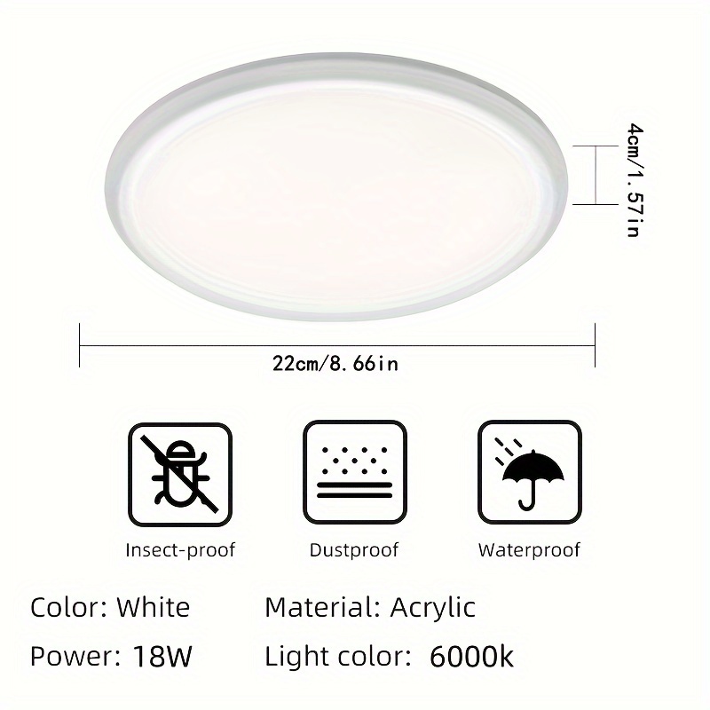 1 Plafonnier LED 30 W Étanche IP56 2400 LM Blanc Froid 6500 - Temu