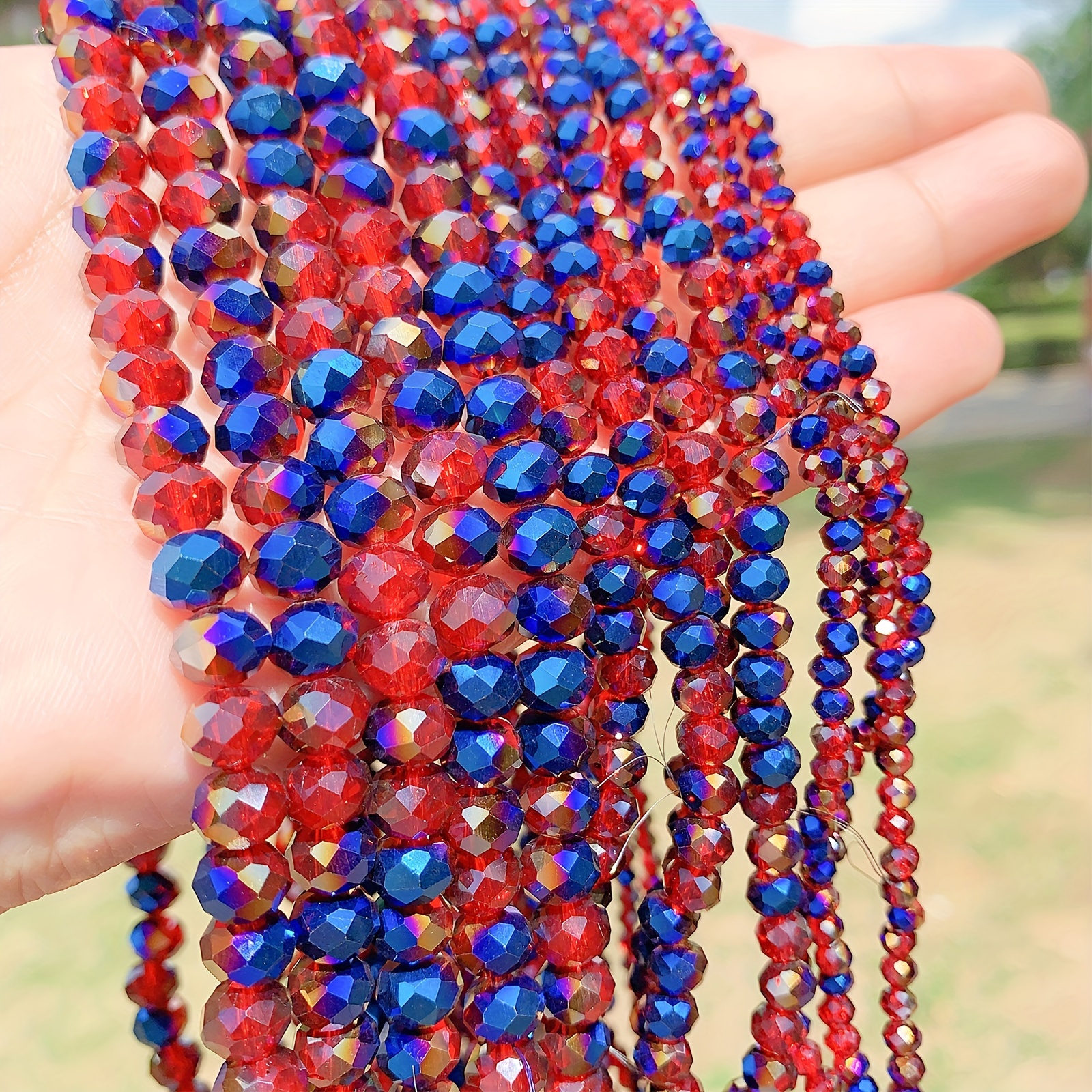 Blue Edge Crystal Beads Faceted Loose Beads Glass Beads - Temu