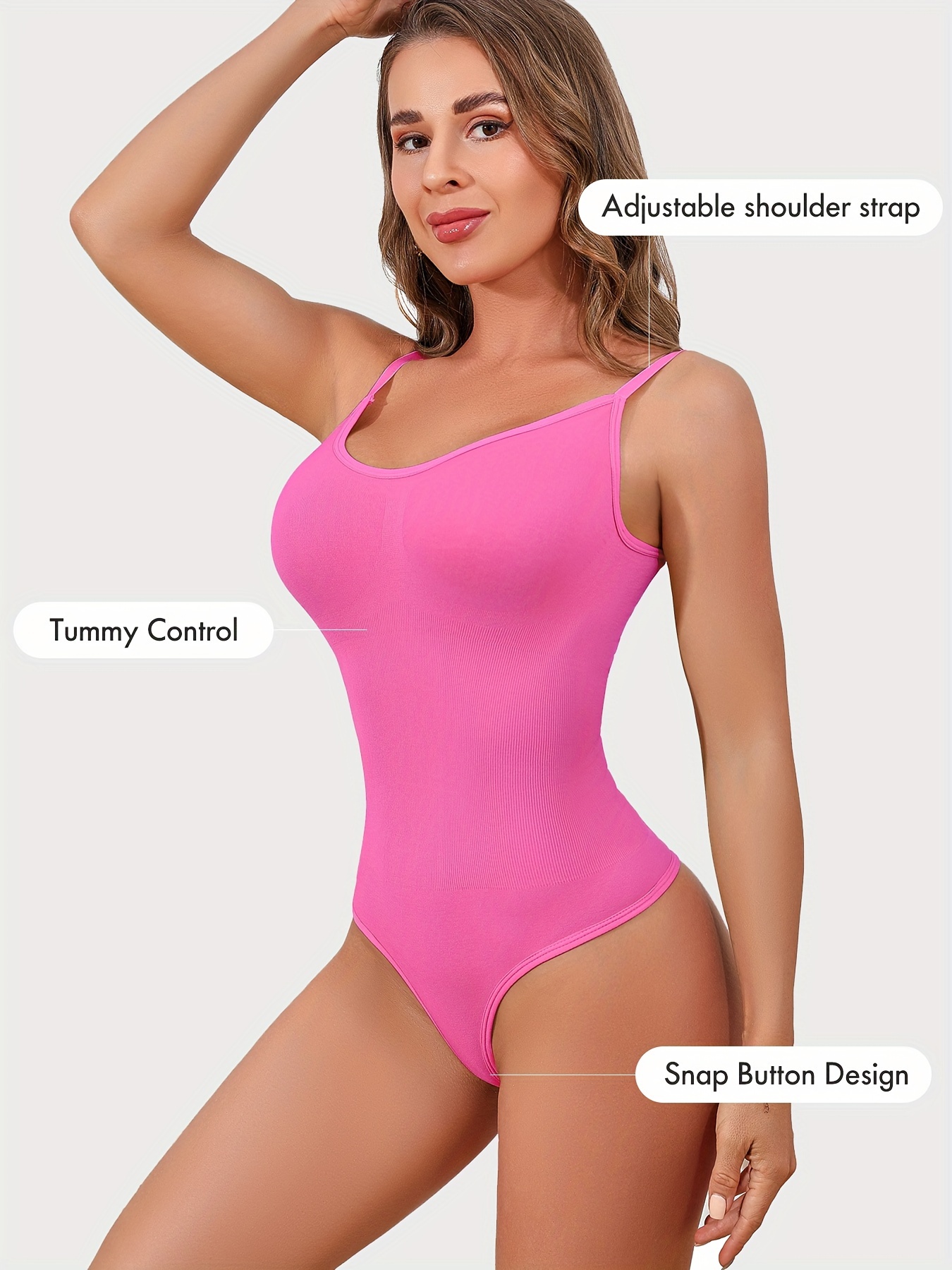 Solid Tie Shoulder Shaping Bodysuit Simple Soft Tummy - Temu