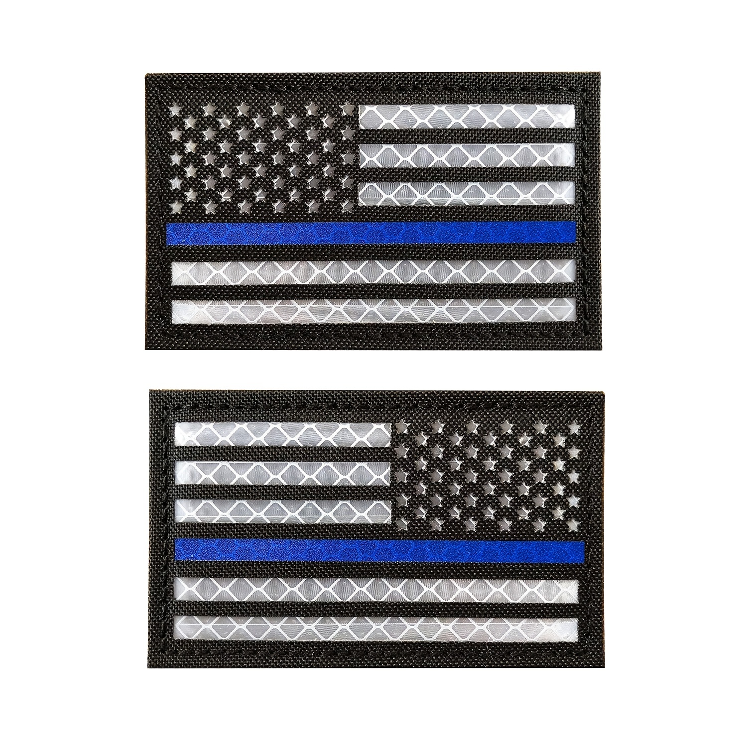 US Thin Blue Line Flag American Flag Iron-On Patch 1 7/8 x 3 3/8