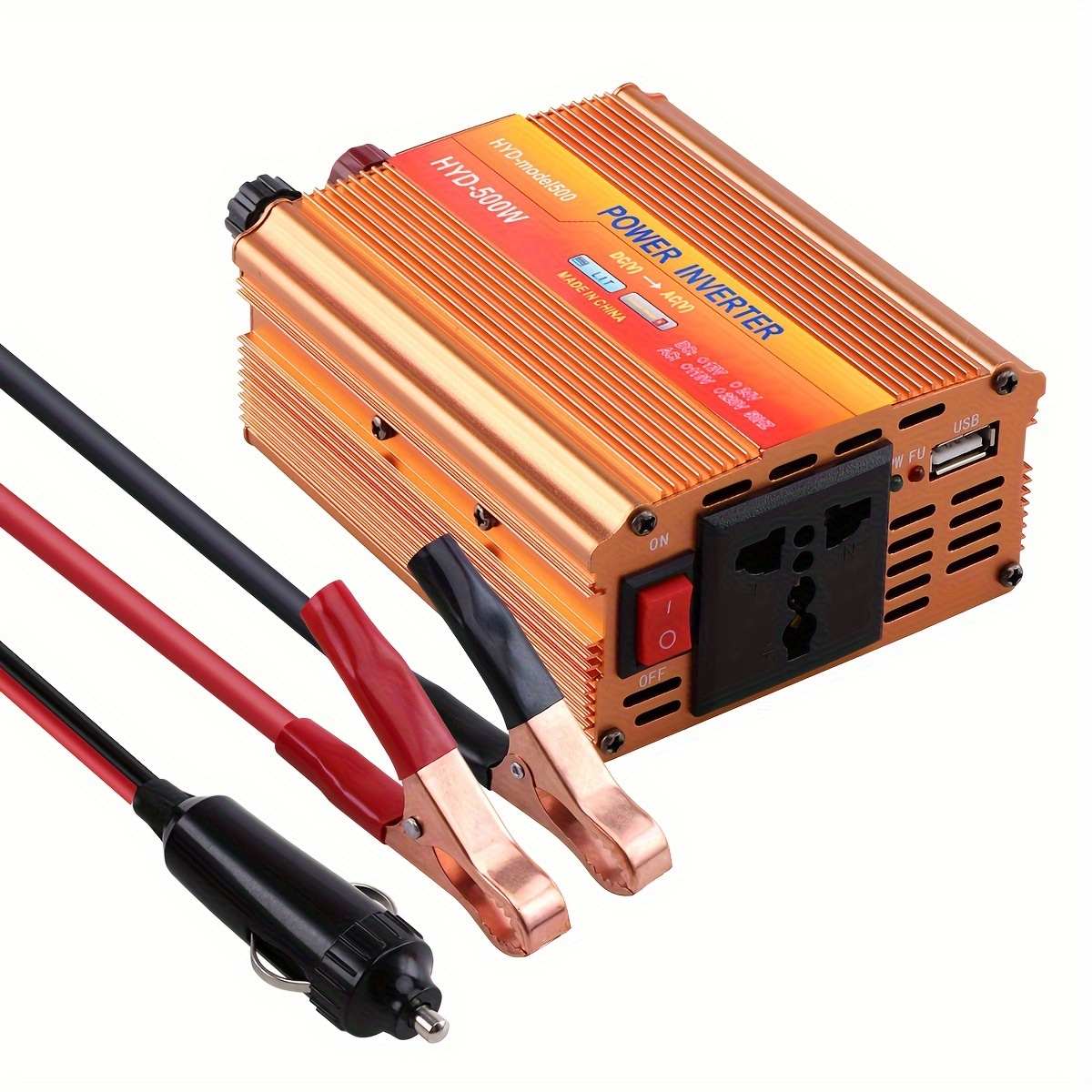 Car Vehicle Power Inverter 500W/peak1000W DC 12V To AC110V 120V Converter 1  USB Outdoor Power Converter