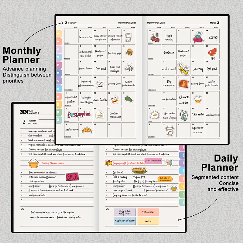 Premium 2024 A5 English Project 3d Cover Calendar Planner - Temu Italy