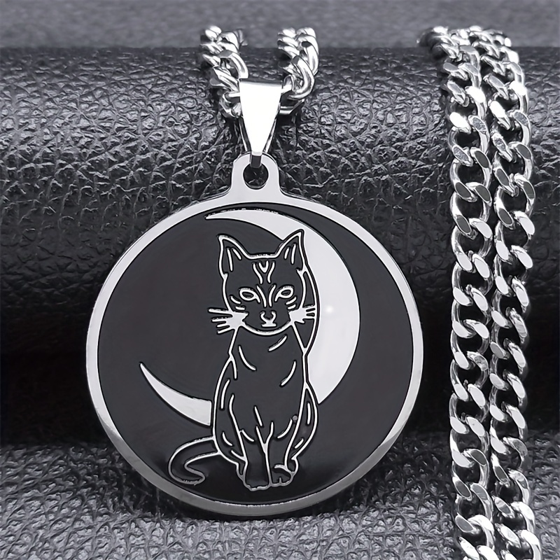 Figurine Chat Sorcière - Grimalkin Au Croissant De Lune - Statuette Chat Magique Et Fantastique