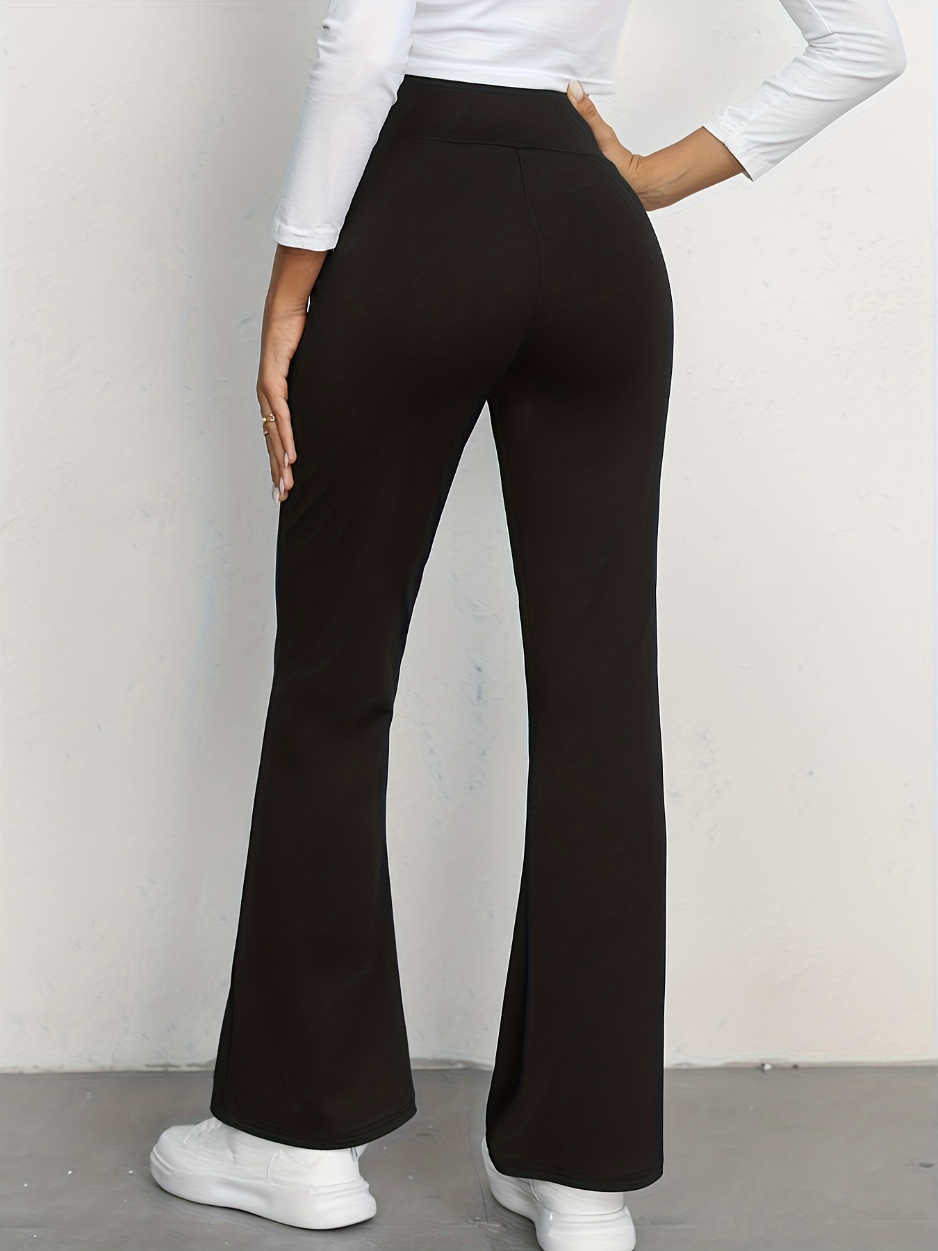 Women's Casual Pant High Waisted Flare Pant Workout Solid - Temu Canada