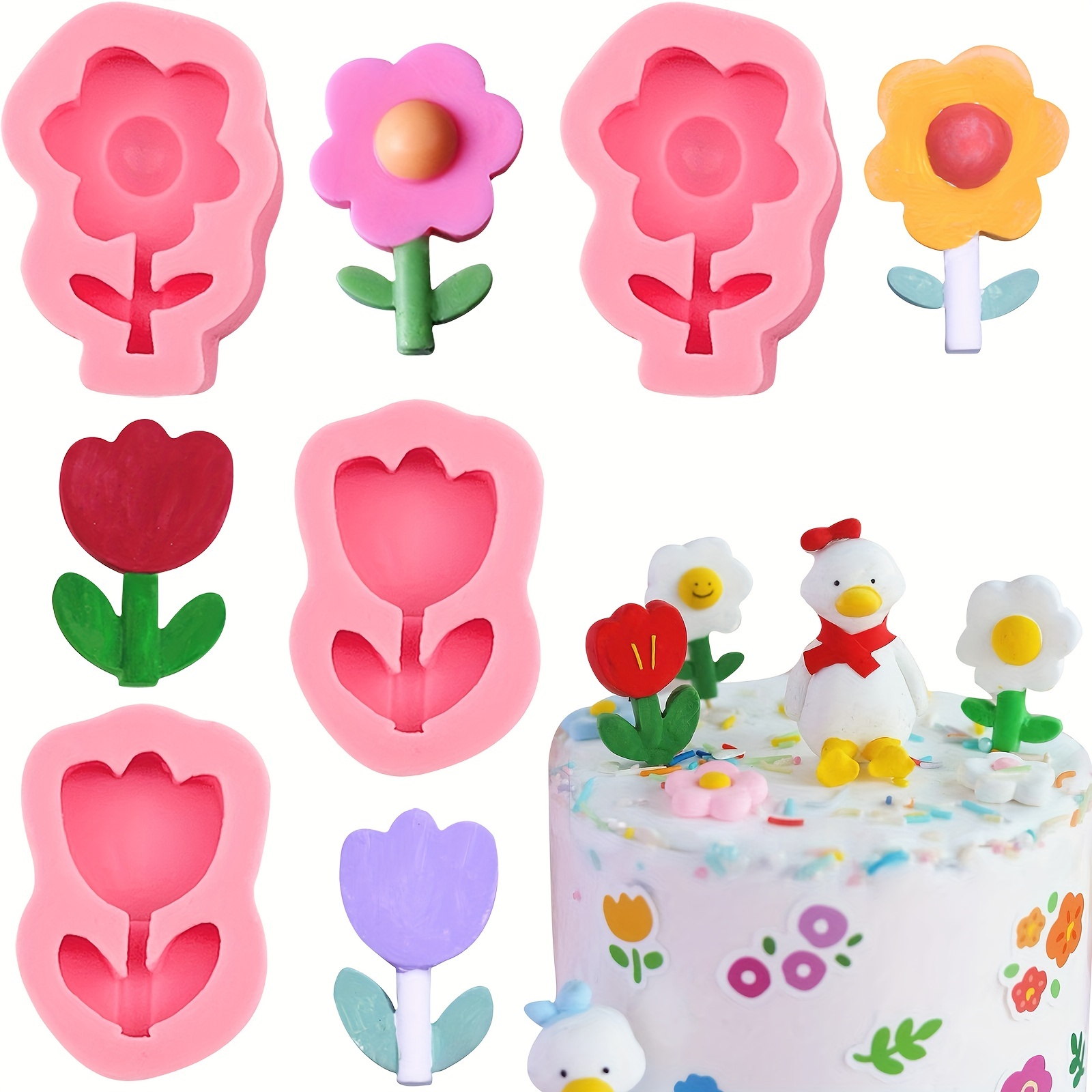 Strawberry Silicone Mold Flower Leaves Cupcake Topper ​Fondant