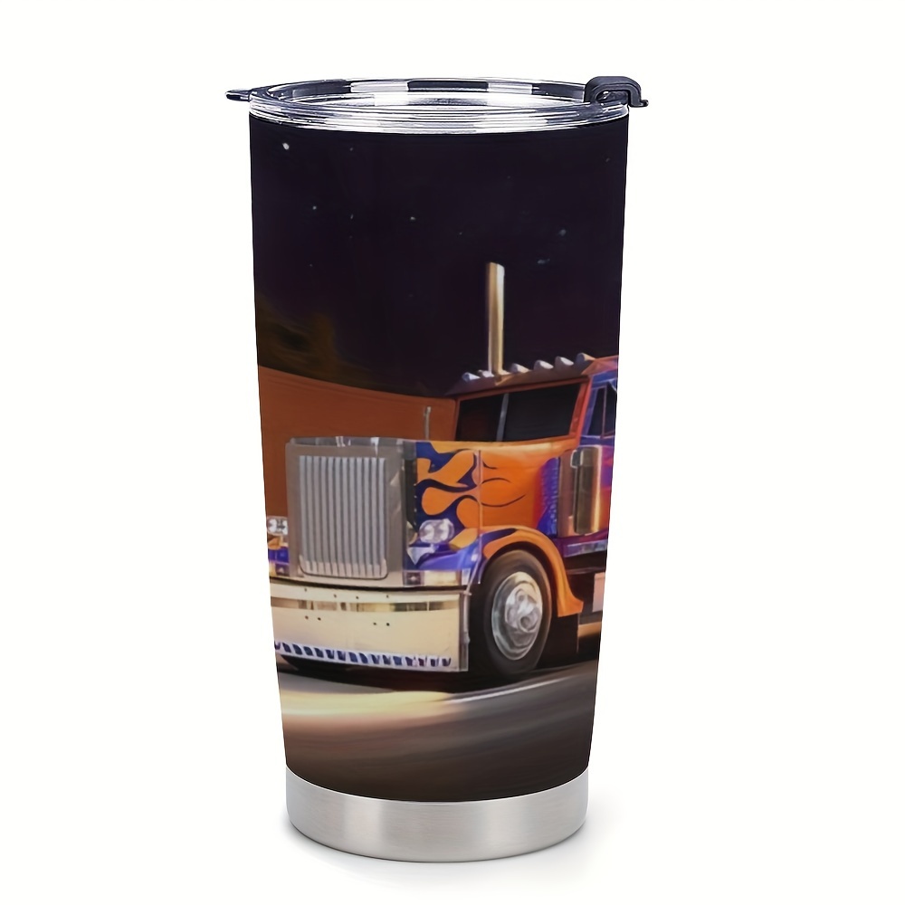 1pc 20oz Truck Driver Gifts for Men, Cool Gifts for Truck Drivers, Gifts  for Truckers, Night truck Tumbler Cup, Insulated Travel Coffee Mug with Lid
