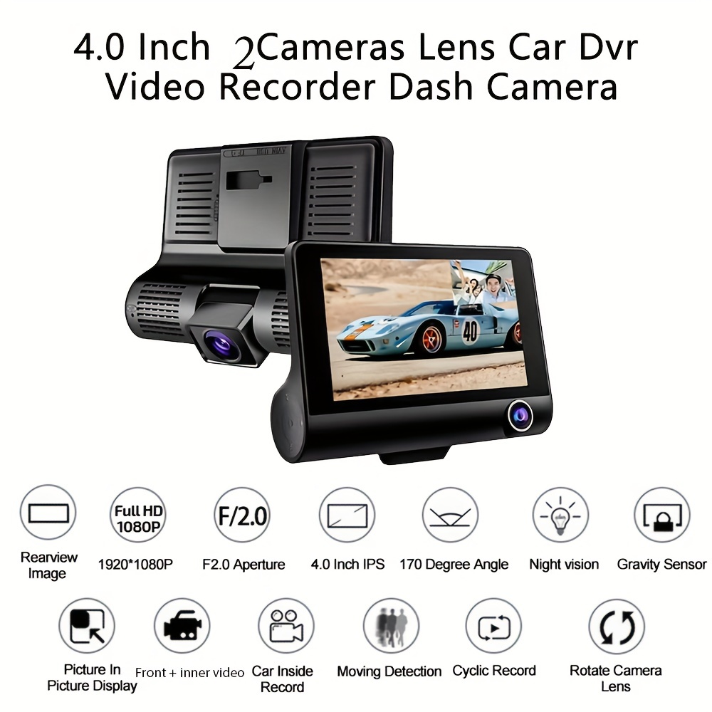 3 Camera Lens Car DVR Dash Cam for cars,1080P Dash Camera 3 inch Wide Angle  Dashcam Video Recorder Loop Recording Night Vision - AliExpress