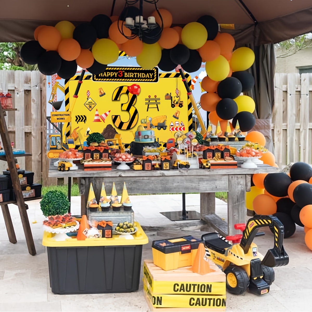 1pc construction 3rd birthday banner decorations 71in 43in Temu