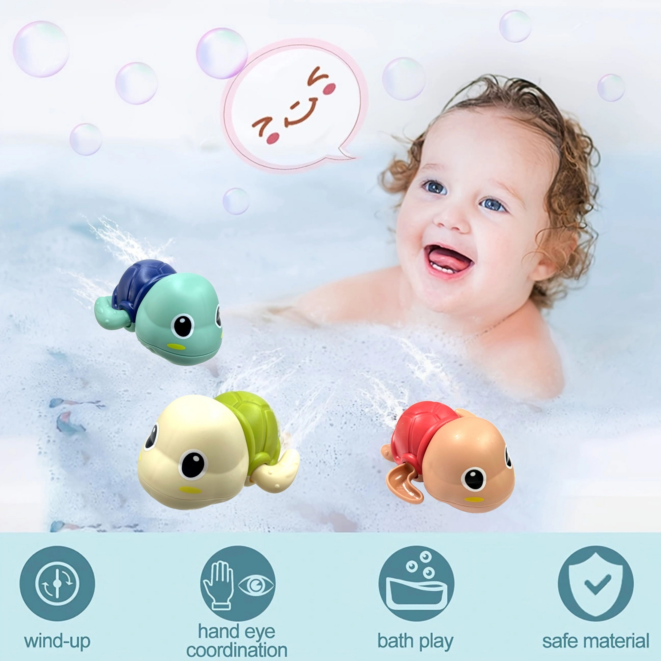 Cute Swimming Turtle Bath Toy For Kids Baby Bath Toys Baby - Temu