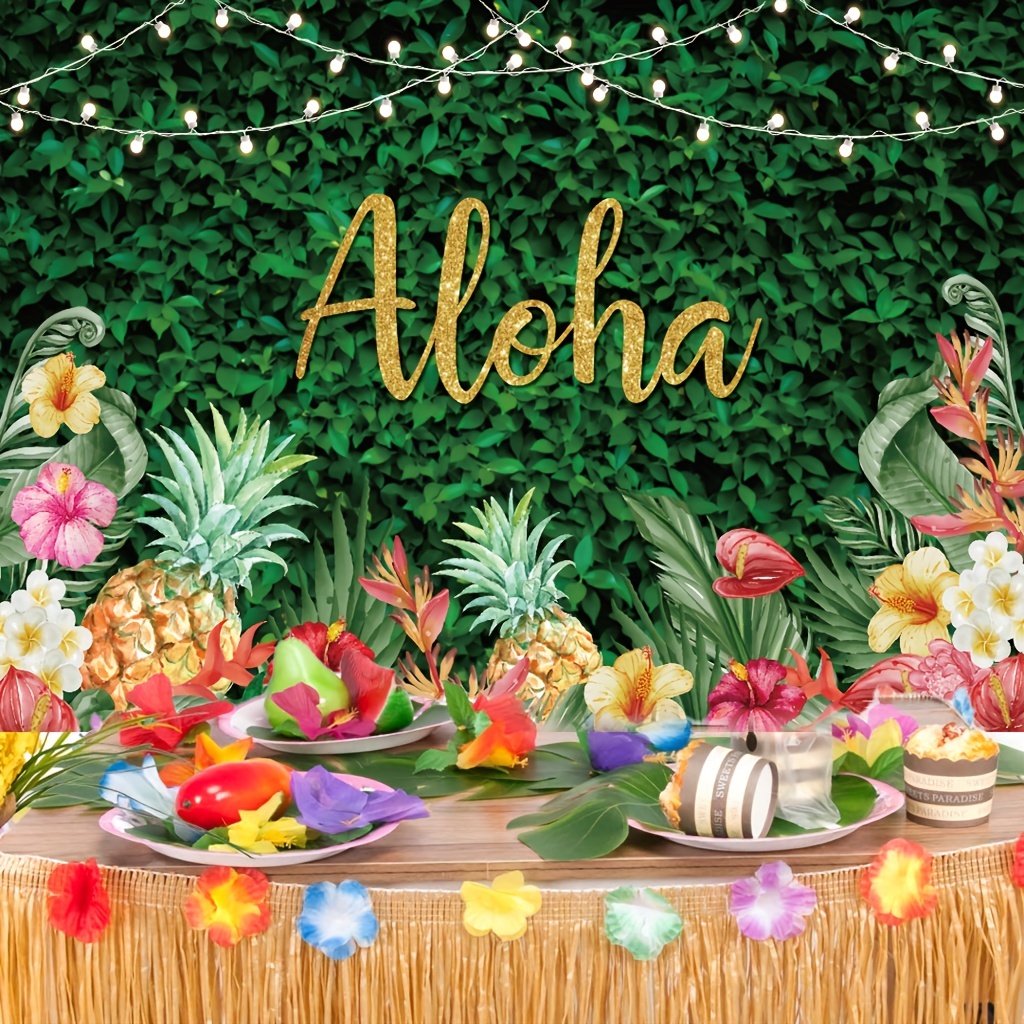 Telón de fondo hawaiano Aloha para fiesta de cumpleaños temática