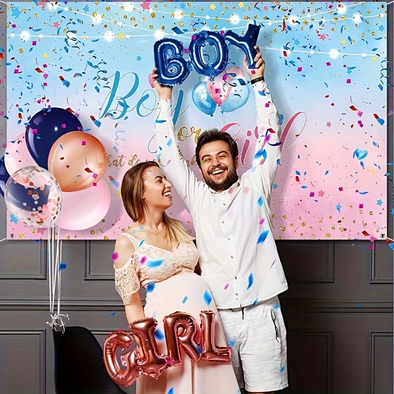 46pcs Decorazioni Baby Shower - Include 34 Palloncini rosa e blu, 4 Blocchi  Trasparenti, 8 Lettere BABY*2, Decoro Rivelazione Genere, Sfondo Festa per