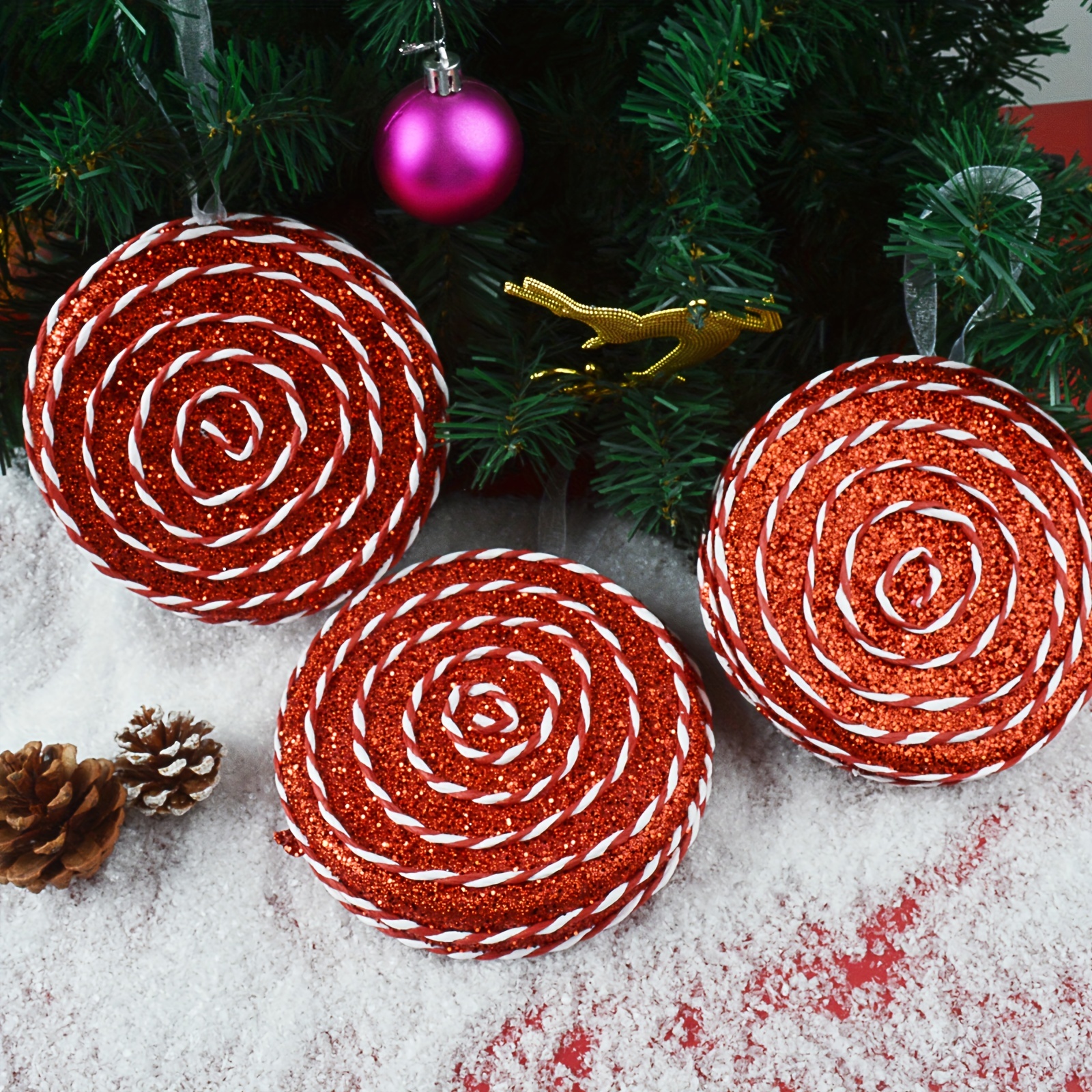 Diy Red White Sweets Decorations Candy Cane Ornaments - Temu