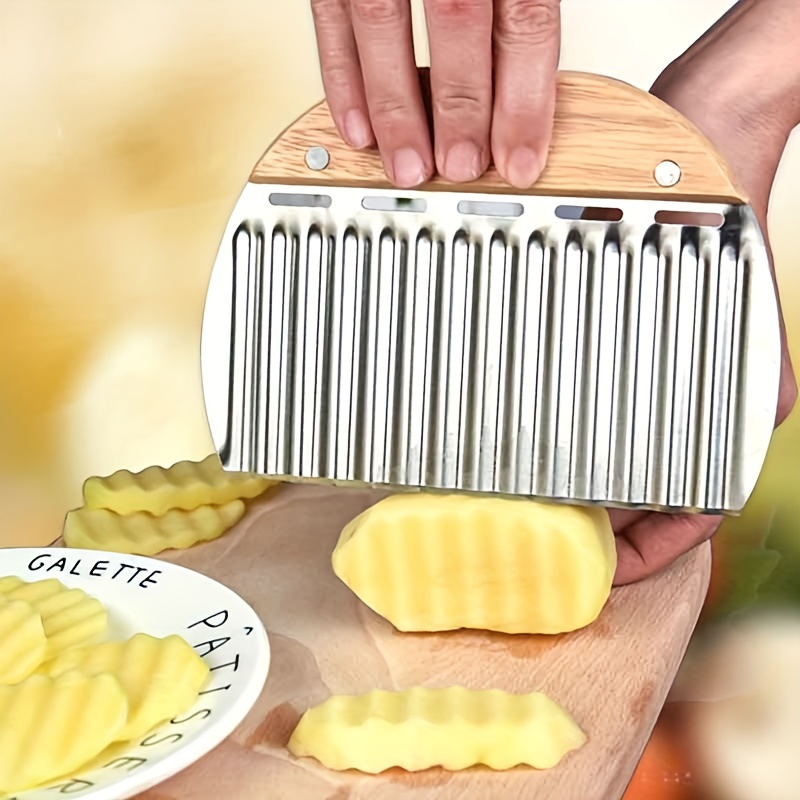 Stainless Steel Wavy Crinkle Cutter French Fry Cutter Potato Fries Cutter  Wavy Crinkle Cut Knife Carrot Slicer Cooking Tool