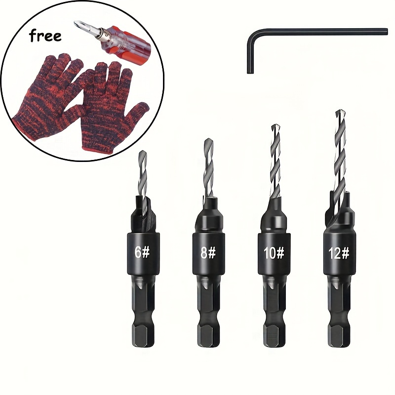 Countersink Drill Bit Set Wood Drill Bit Set One Hex key - Temu