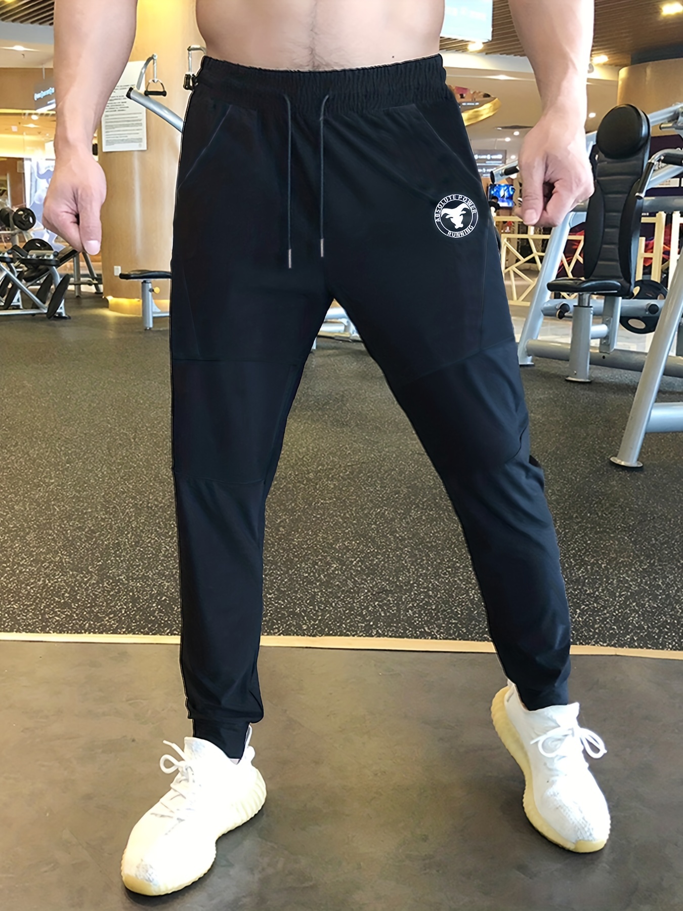 IROINNID Mens SweatPants Solid Color Tight Fitting Pockets Fitness Sport  Pants Elastic Waist Pants