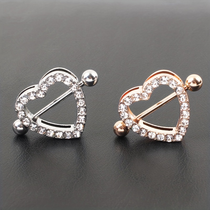 Love Heart Shaped Nipple Ring Inlaid Shiny Rhinestone Nipple - Temu