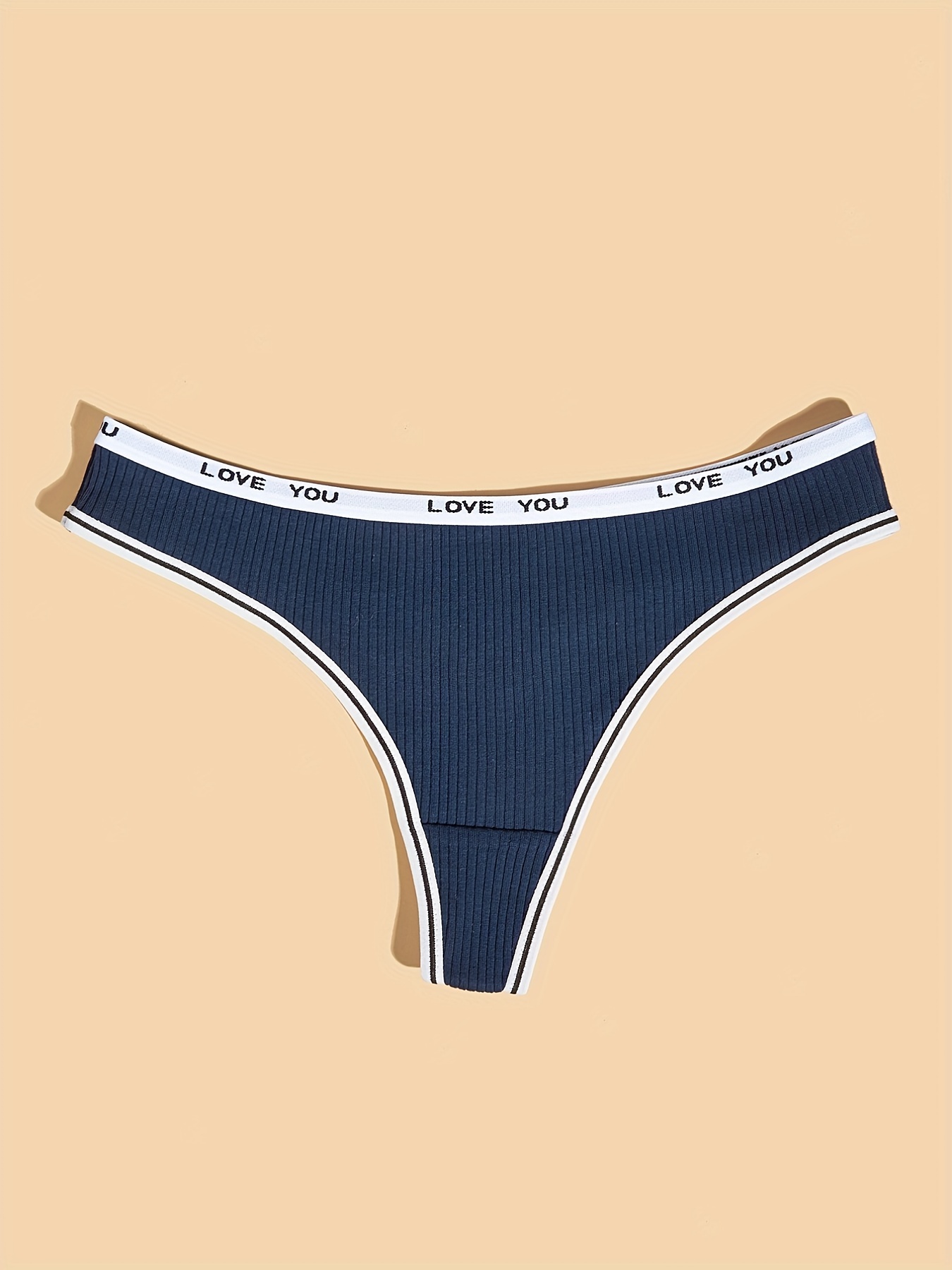 Letter Tape Ribbed Thongs Soft Comfy Low Waist Panties - Temu Canada