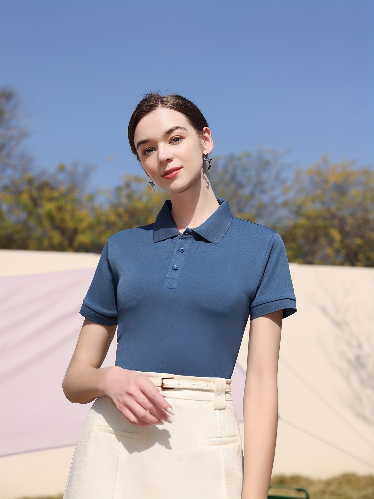 Blue polo neck on sale top