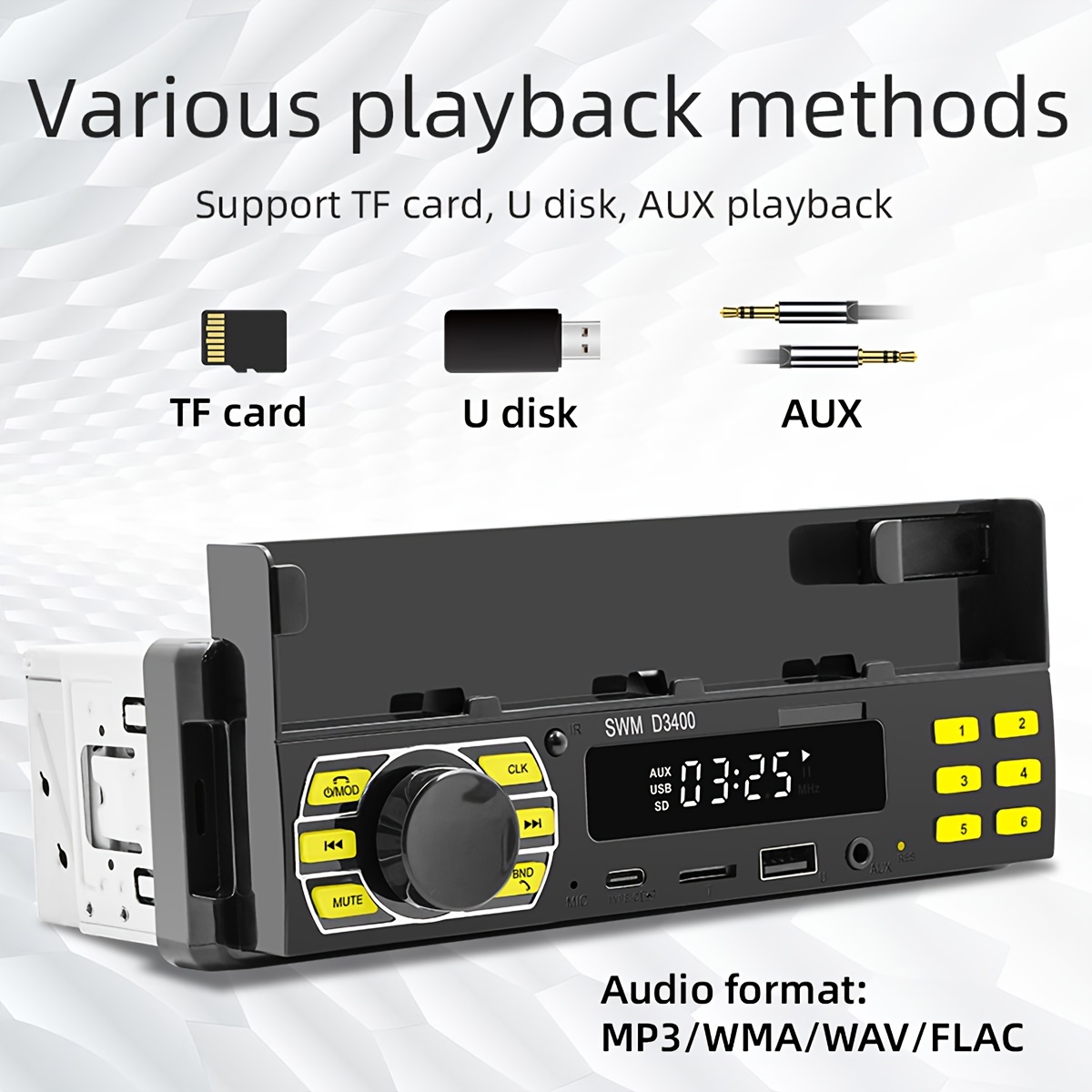 Car Radio 1Din MP3 Player Audio Music Autoradio AUX FM NO 2 DIN Auto  Multimedia Stereo USB Bluetooth