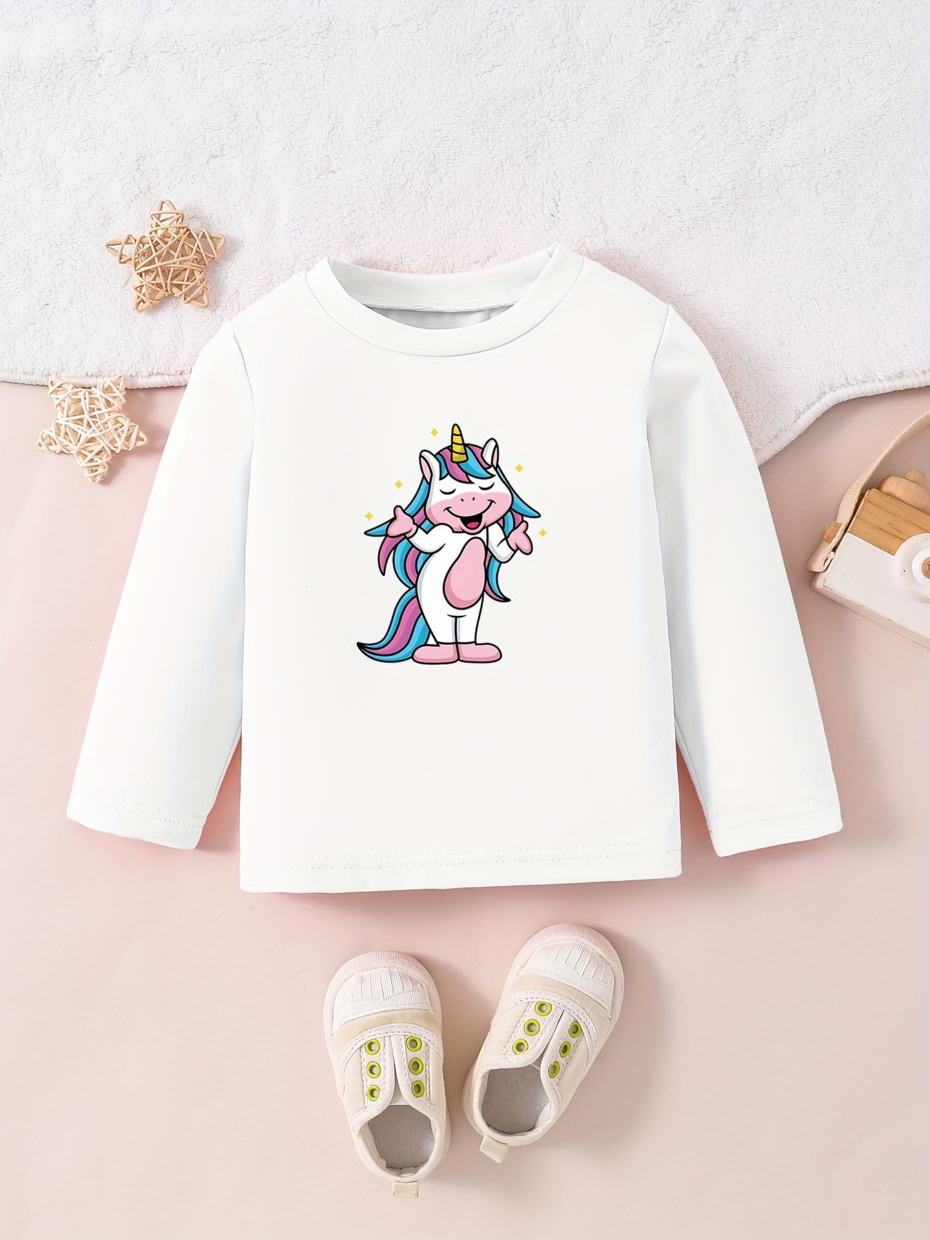 Girls 95% Cotton Funny Unicorn Graphic Tee Casual Long - Temu