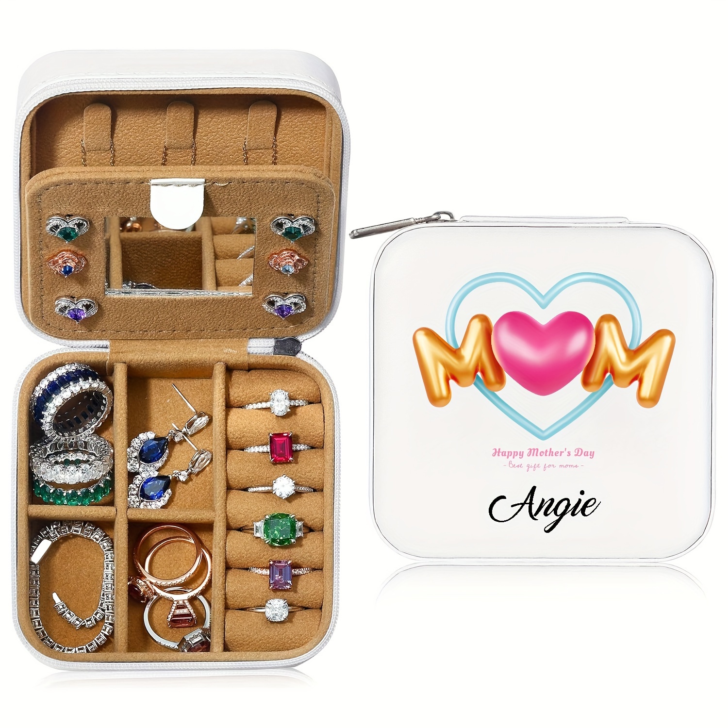 Personalized Travel Jewelry Box, Leather Small Jewelry Organizer