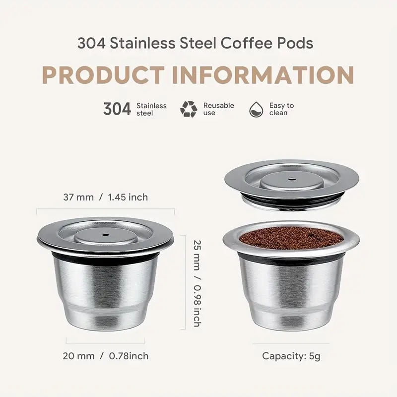 Capsule Di Caffè Riutilizzabili Nespresso Cup Capsule Di Caffè Ricaricabili  In Acciaio Inossidabile Filtro Di Ricarica Per Caffè