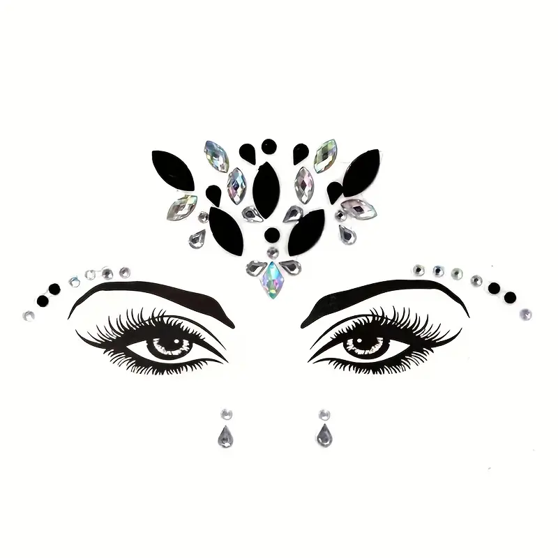 3d Acrylic Face Tattoo Stickers Glitter Rhinestone - Temu