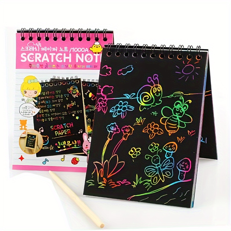 Scratch Book Colorful Dazzle Scratch Note Paper Graffiti Board Drawing Art  Toys Magic Doodle Book Children Coils Drawing - AliExpress