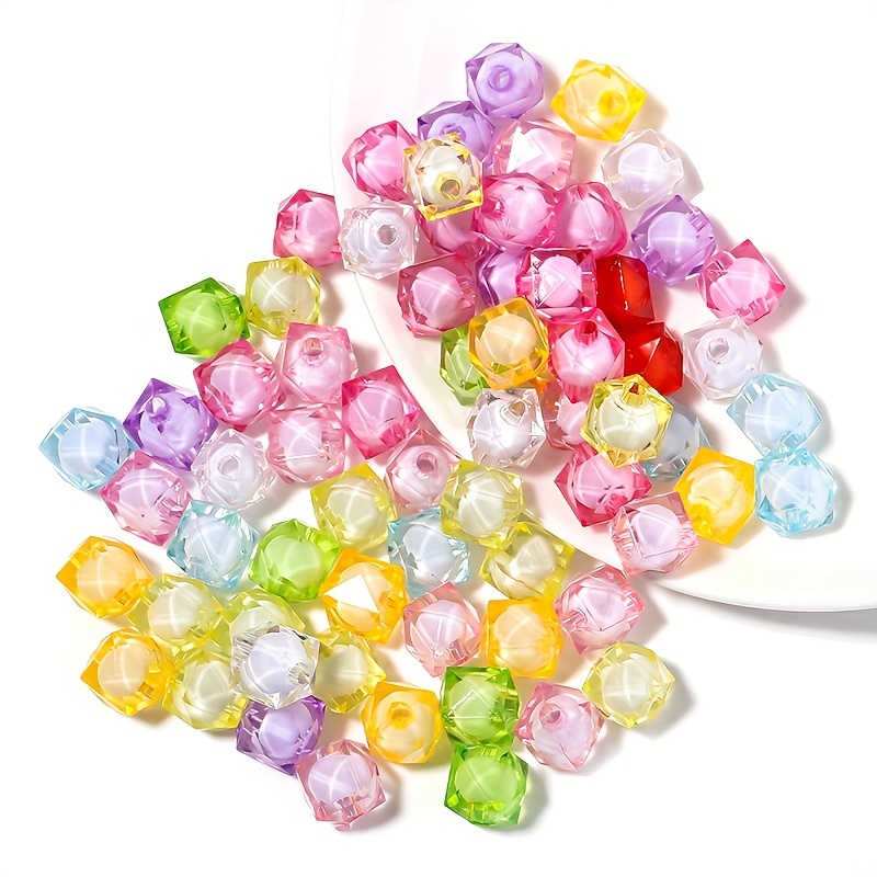 200pcs 8/10mm Acrylic Faceted Beads Medium Beads, Transparent Colorful  Round Loose Beads For DIY Bracelet Beaded Handmade DIY Jewelry Accessories