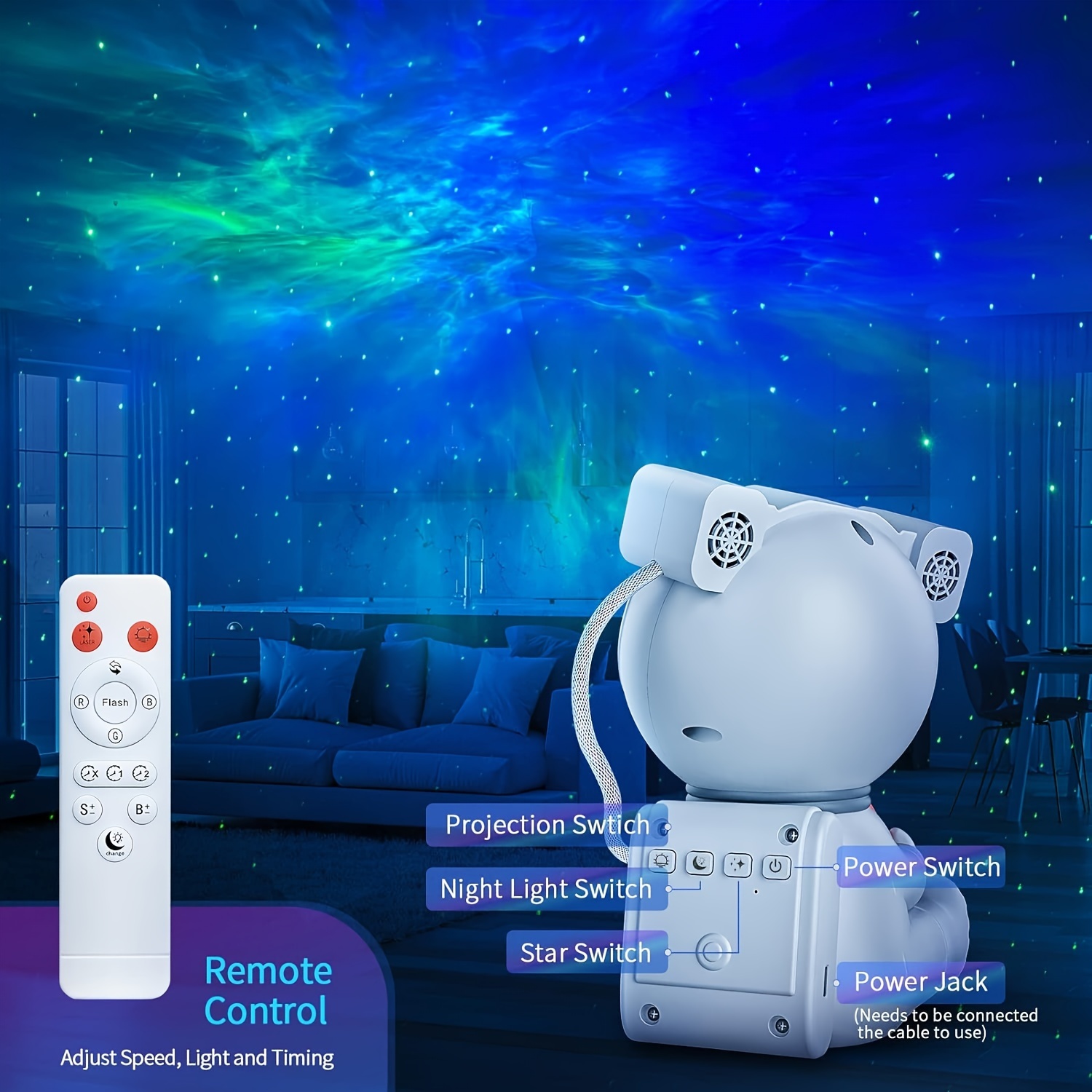 Star Projector Galaxy Night Light - Astronaut Starry Nebula Ceiling LED  Lamp with Timer and Remote, Gift for Kids Adults for Bedroom