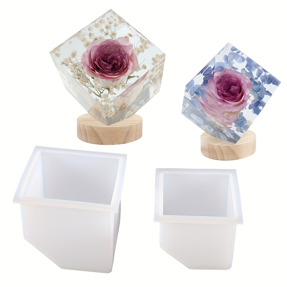 Molde de silicona de resina rectangular grande, moldes de resina de resina  epoxi de cristal para preservación de flores, decoración del hogar de