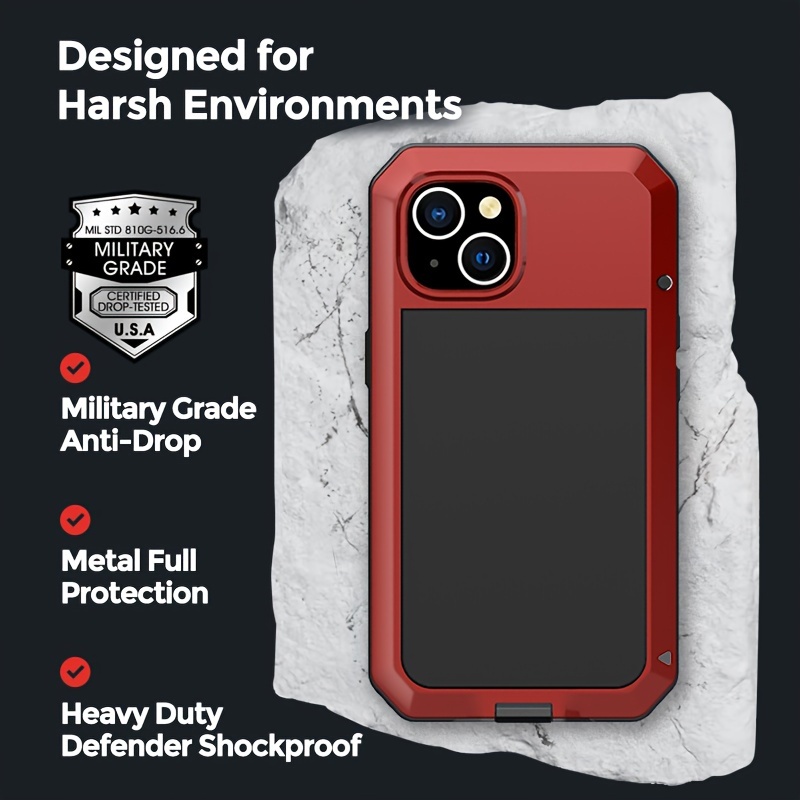 For iPhone 15 11 12 13 14 Pro Max Metal Case Heavy Duty Shockproof Tough  Cover