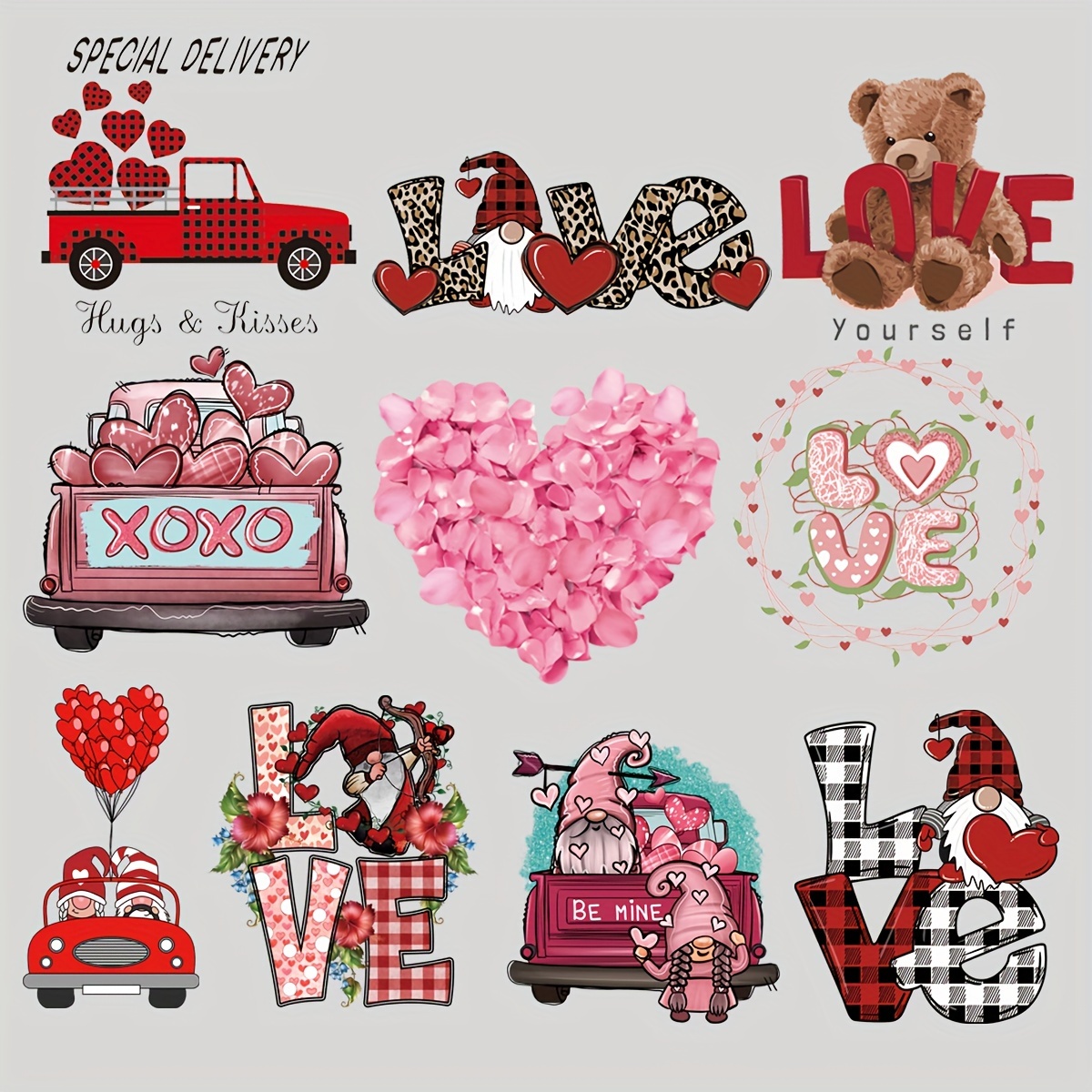 Valentine's Day Iron on Patches for Clothing, 6 Sheets Heat  Transfer Decals Valentine's Day Iron on Transfers Stickers Love Hearts Iron  on Appliques for Pillow Covers T-Shirt Jackets Hoodies DIY Decor